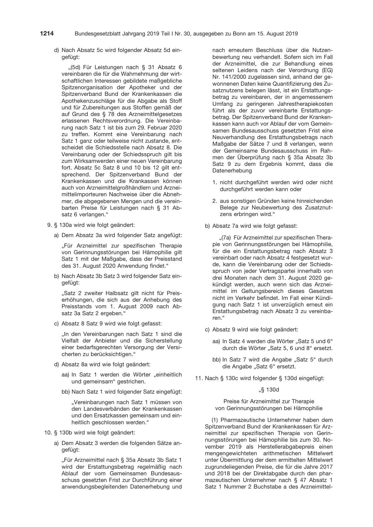 BGBl. 2019, Seite 1214 — Originalseite als Abbildung