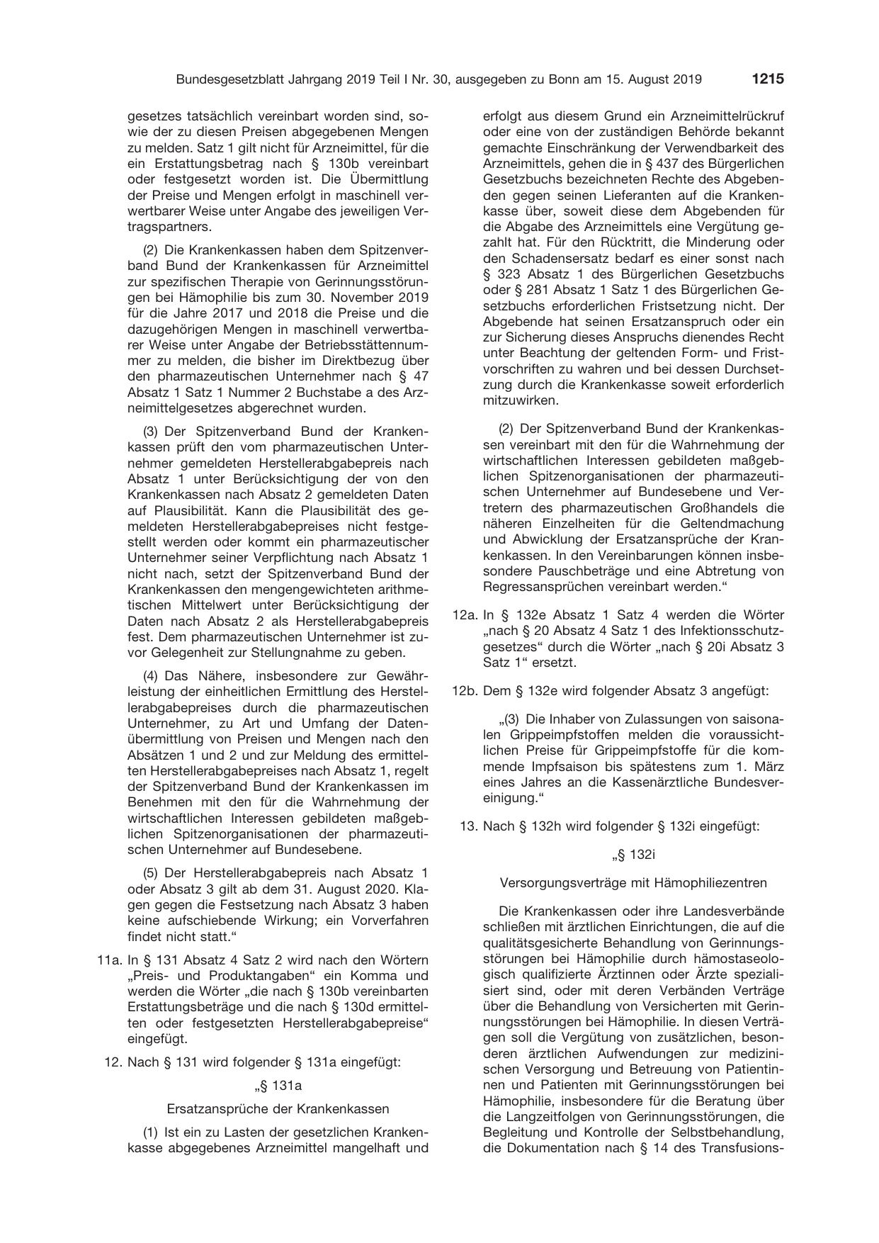 BGBl. 2019, Seite 1215 — Originalseite als Abbildung