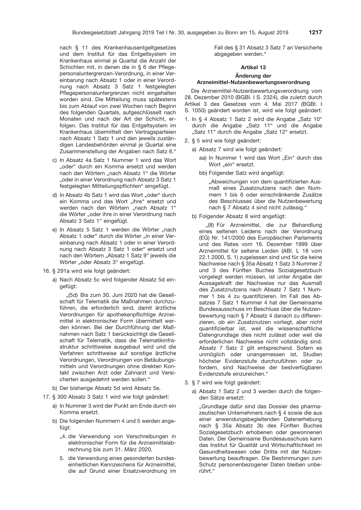 BGBl. 2019, Seite 1217 — Originalseite als Abbildung
