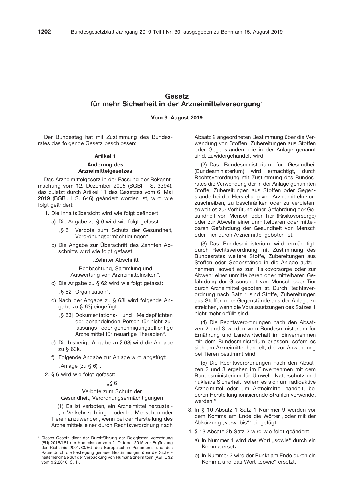 BGBl. 2019, Seite 1202 — Originalseite als Abbildung