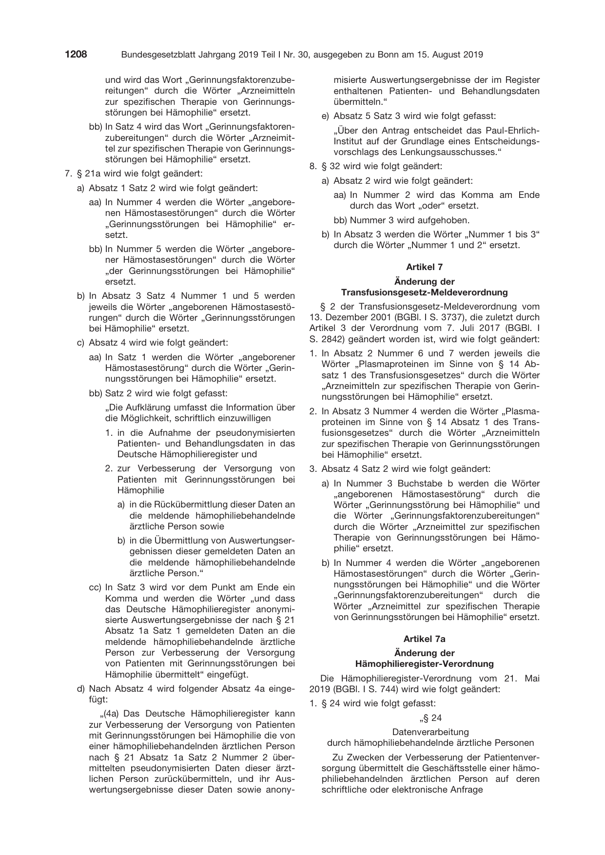BGBl. 2019, Seite 1208 — Originalseite als Abbildung