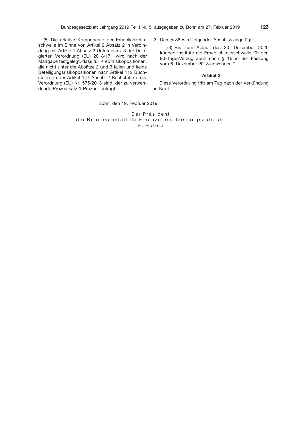 BGBl. 2019, Seite 123 — Originalseite als Abbildung