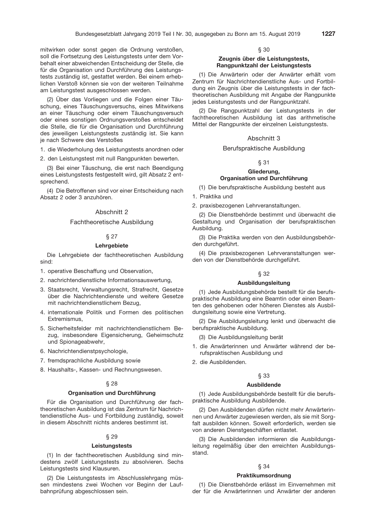 BGBl. 2019, Seite 1227 — Originalseite als Abbildung