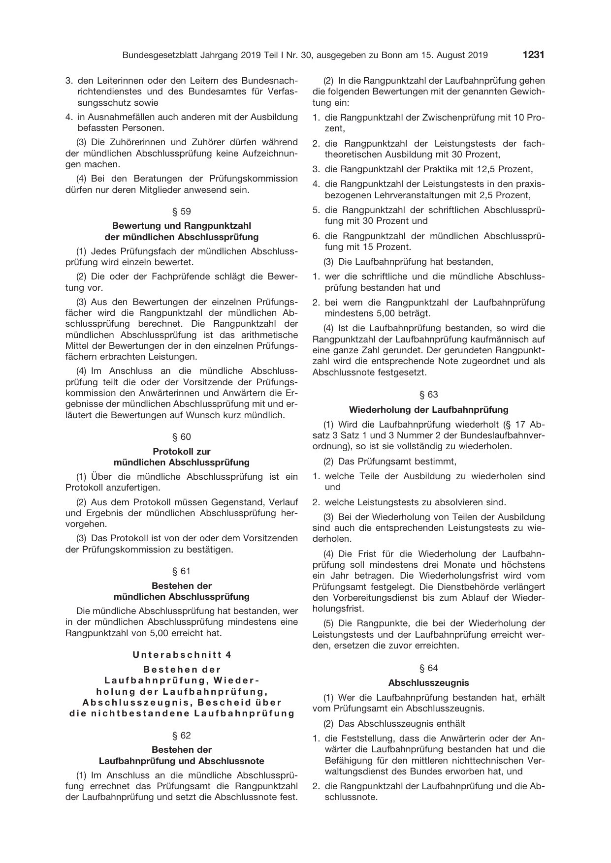 BGBl. 2019, Seite 1231 — Originalseite als Abbildung