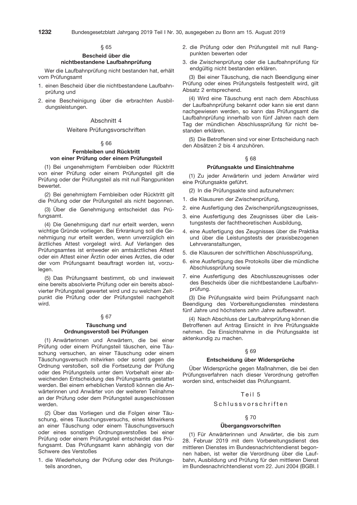 BGBl. 2019, Seite 1232 — Originalseite als Abbildung