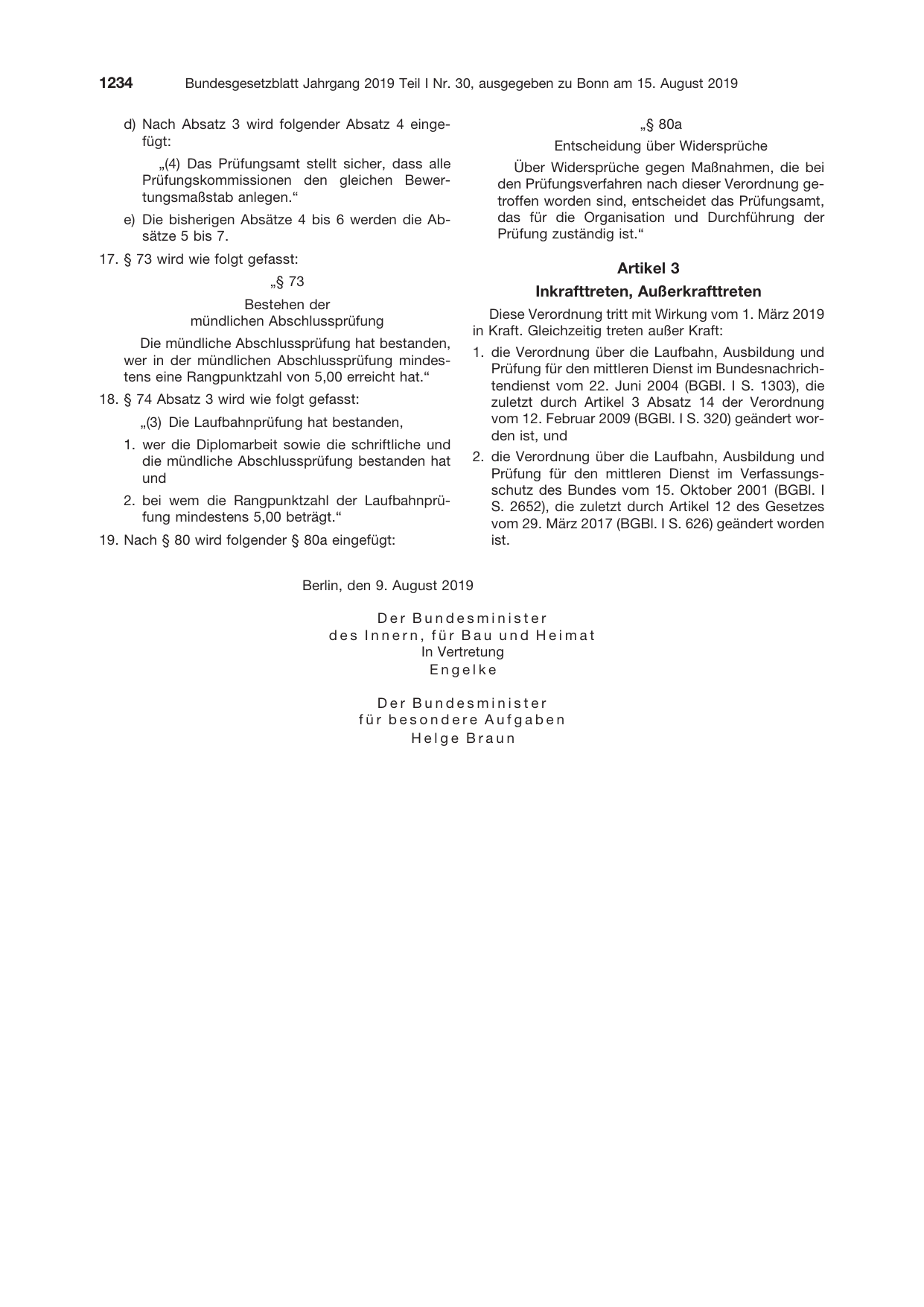 BGBl. 2019, Seite 1234 — Originalseite als Abbildung