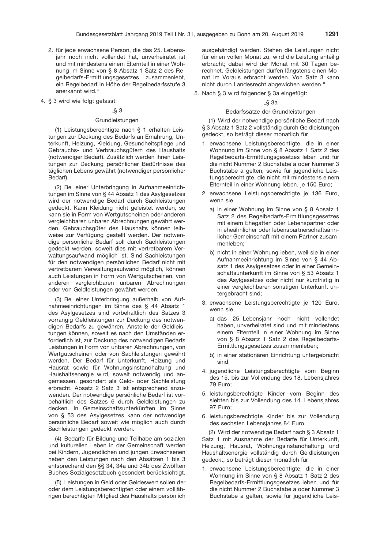 BGBl. 2019, Seite 1291 — Originalseite als Abbildung