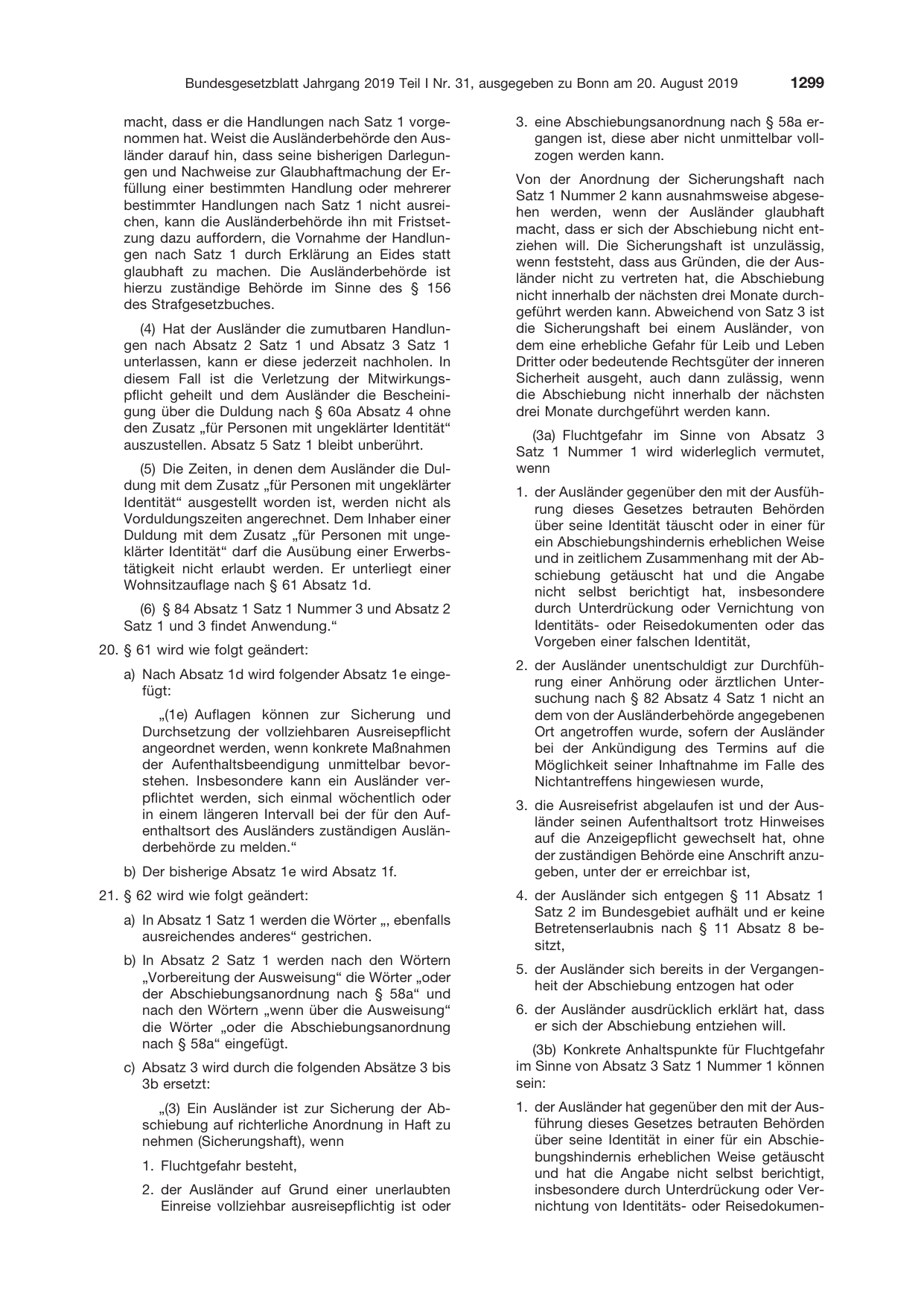 BGBl. 2019, Seite 1299 — Originalseite als Abbildung