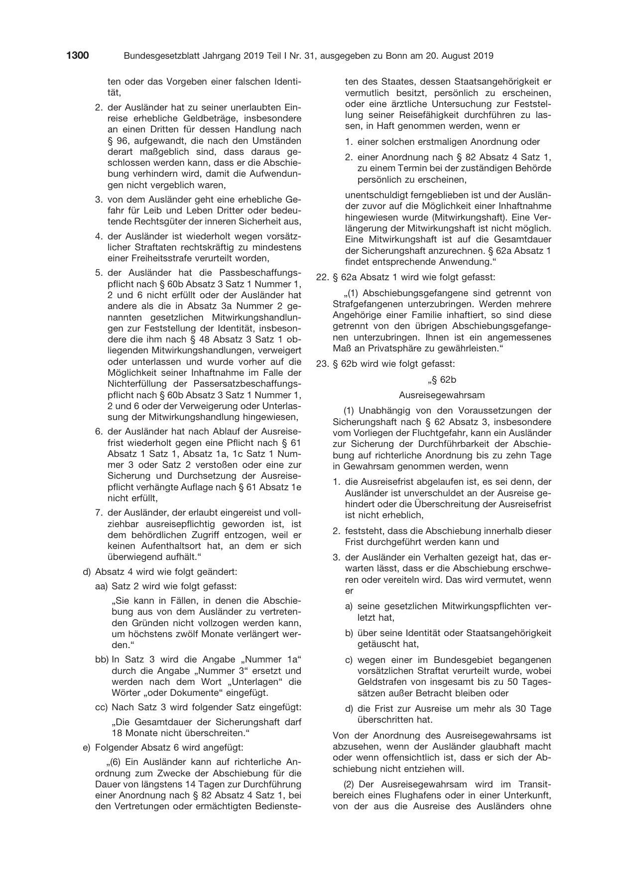 BGBl. 2019, Seite 1300 — Originalseite als Abbildung
