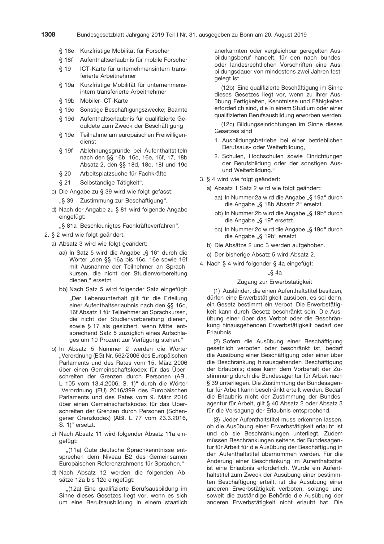 BGBl. 2019, Seite 1308 — Originalseite als Abbildung