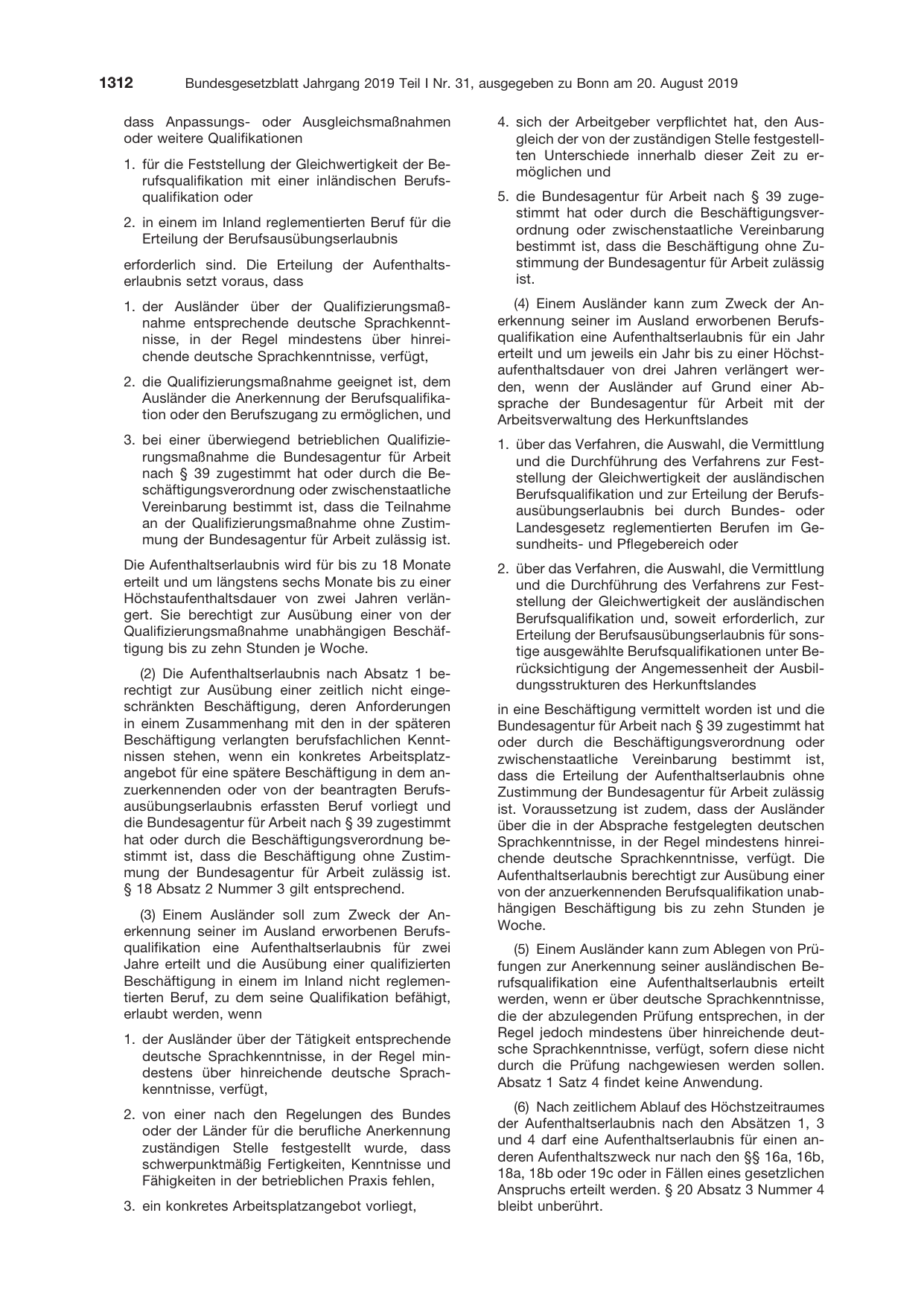 BGBl. 2019, Seite 1312 — Originalseite als Abbildung
