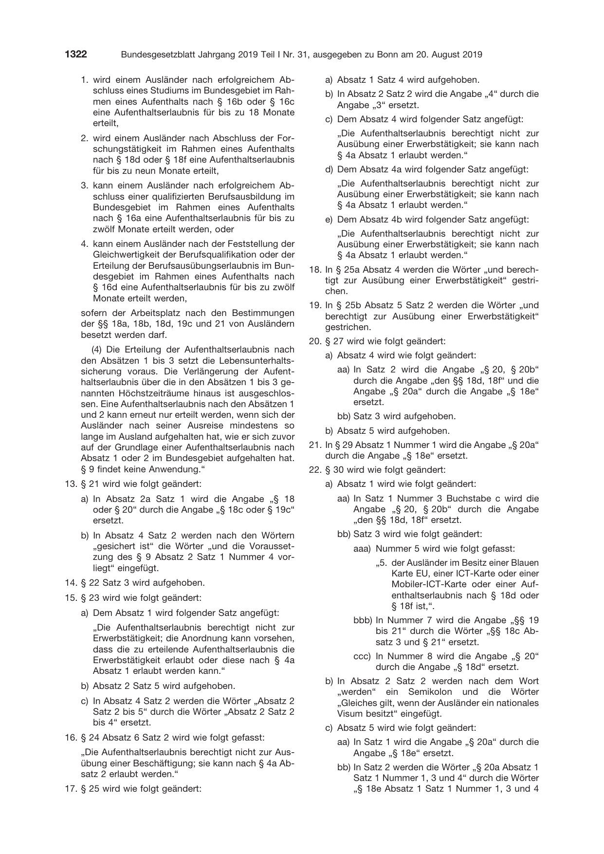 BGBl. 2019, Seite 1322 — Originalseite als Abbildung
