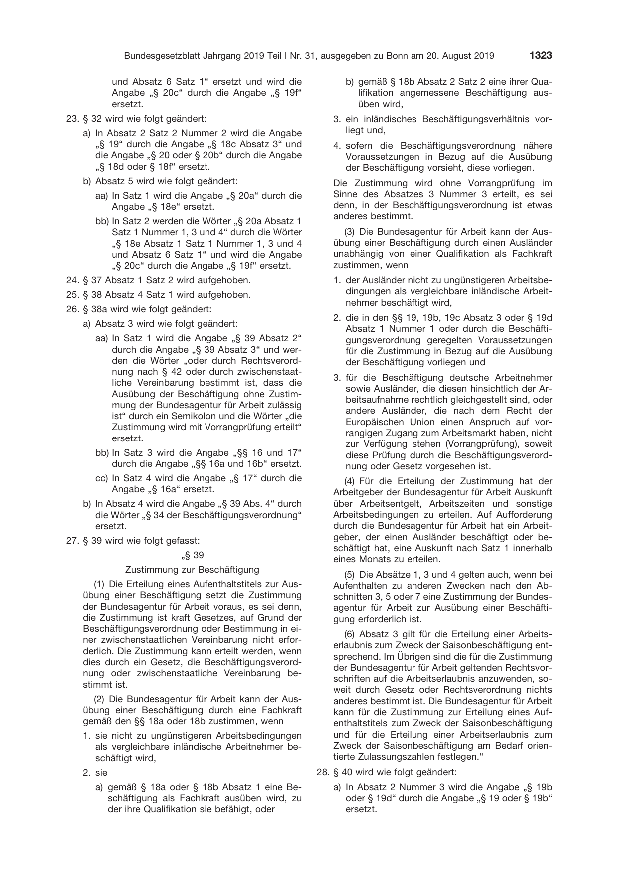 BGBl. 2019, Seite 1323 — Originalseite als Abbildung