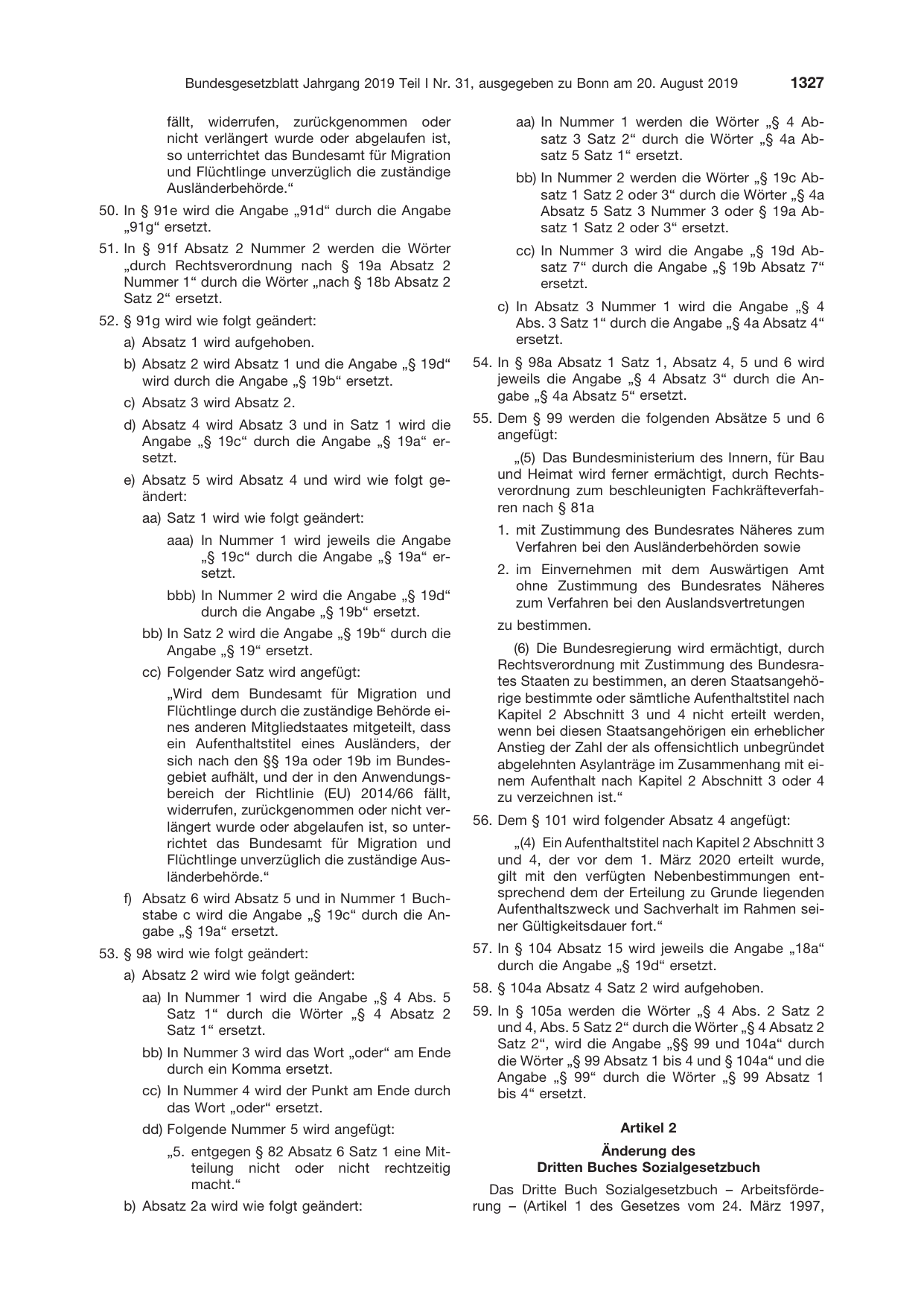 BGBl. 2019, Seite 1327 — Originalseite als Abbildung