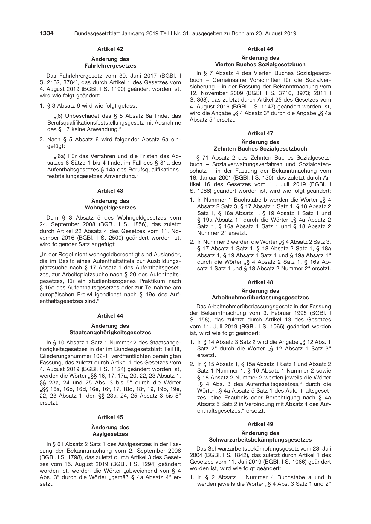 BGBl. 2019, Seite 1334 — Originalseite als Abbildung