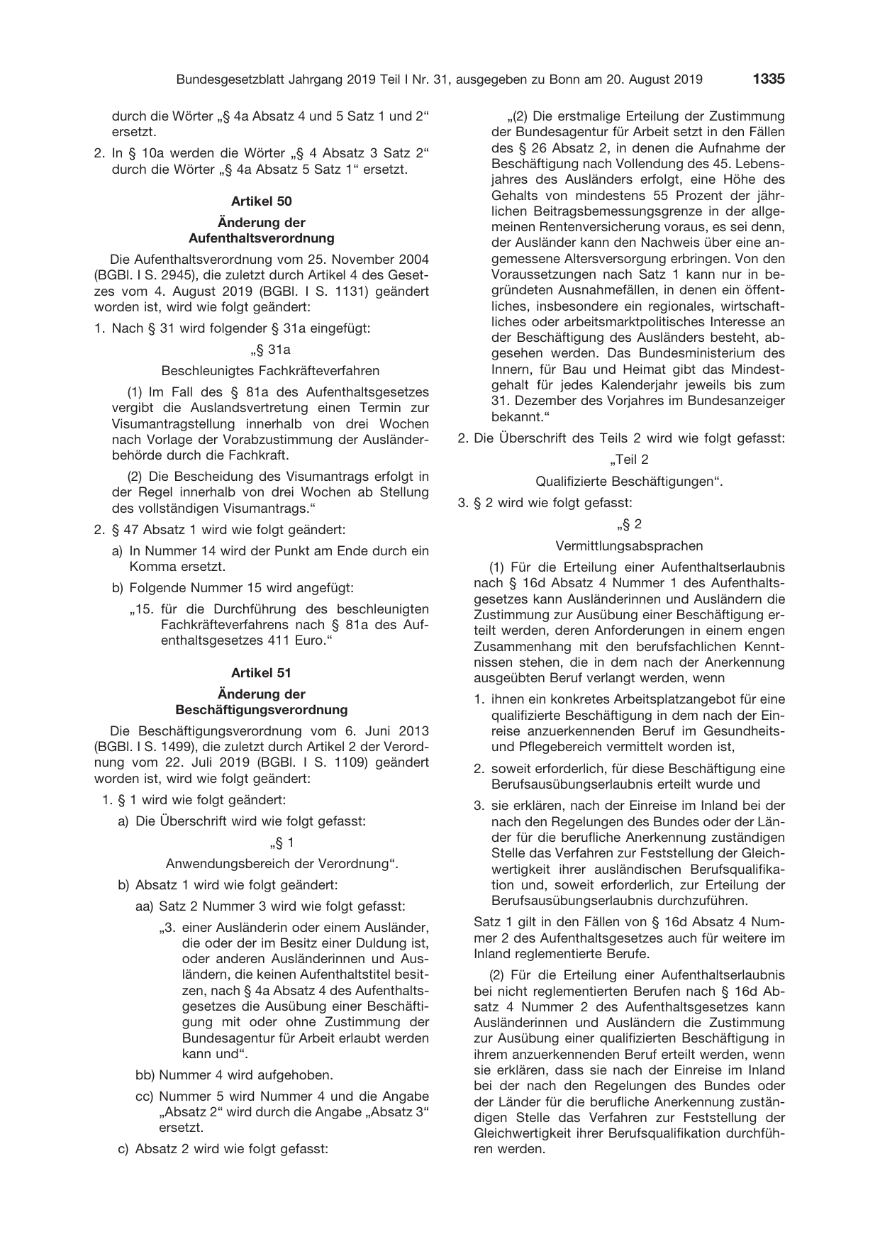 BGBl. 2019, Seite 1335 — Originalseite als Abbildung