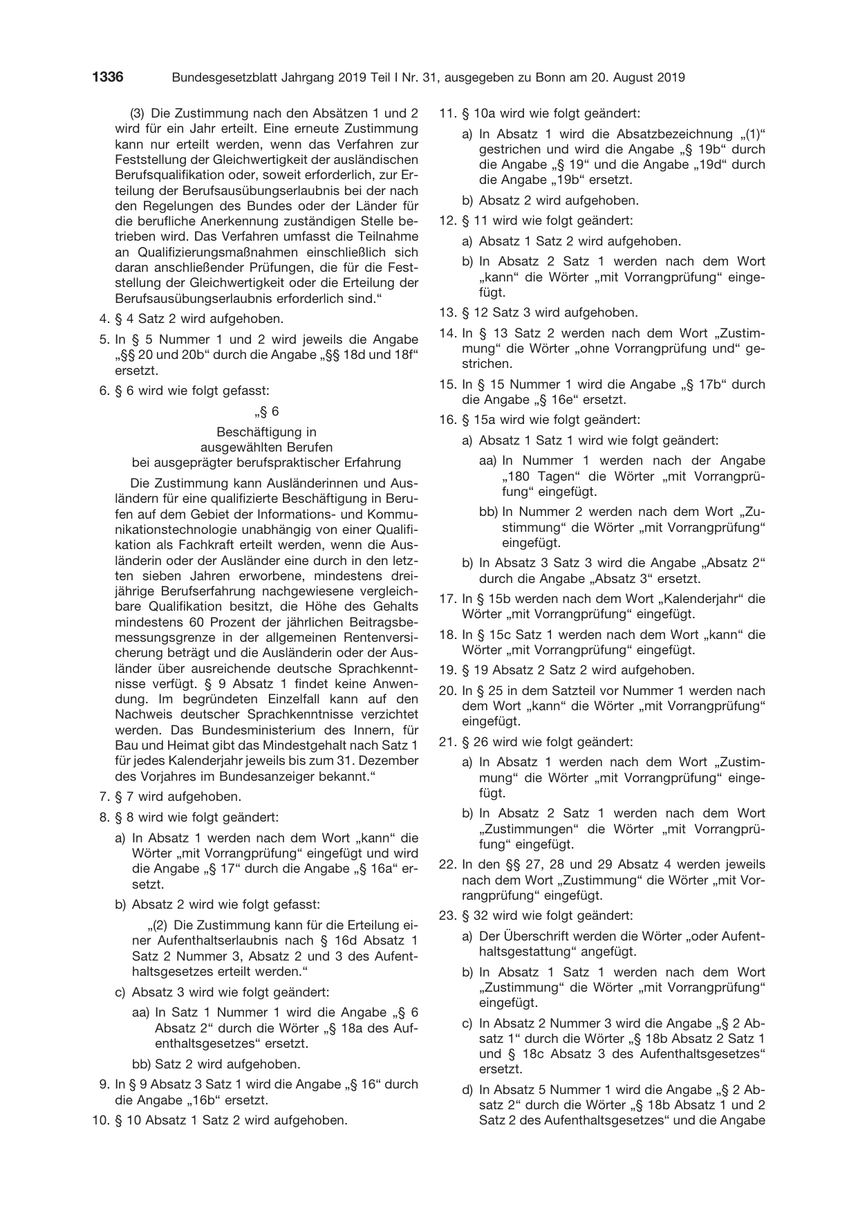 BGBl. 2019, Seite 1336 — Originalseite als Abbildung