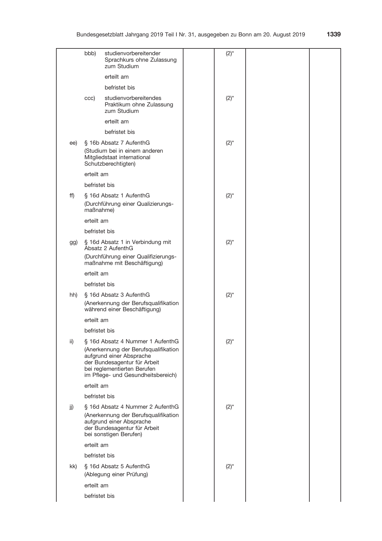 BGBl. 2019, Seite 1339 — Originalseite als Abbildung