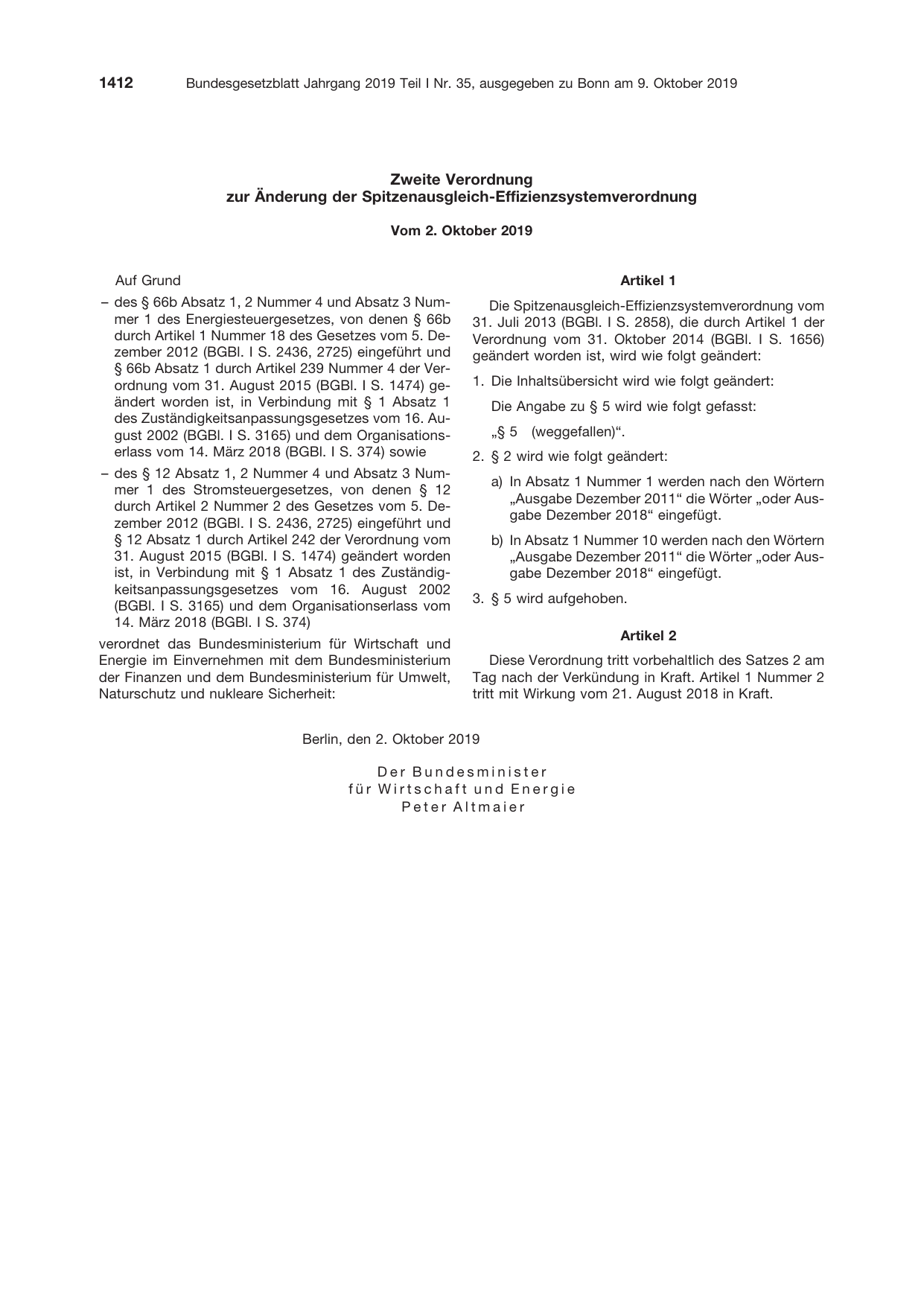 BGBl. 2019, Seite 1412 — Originalseite als Abbildung