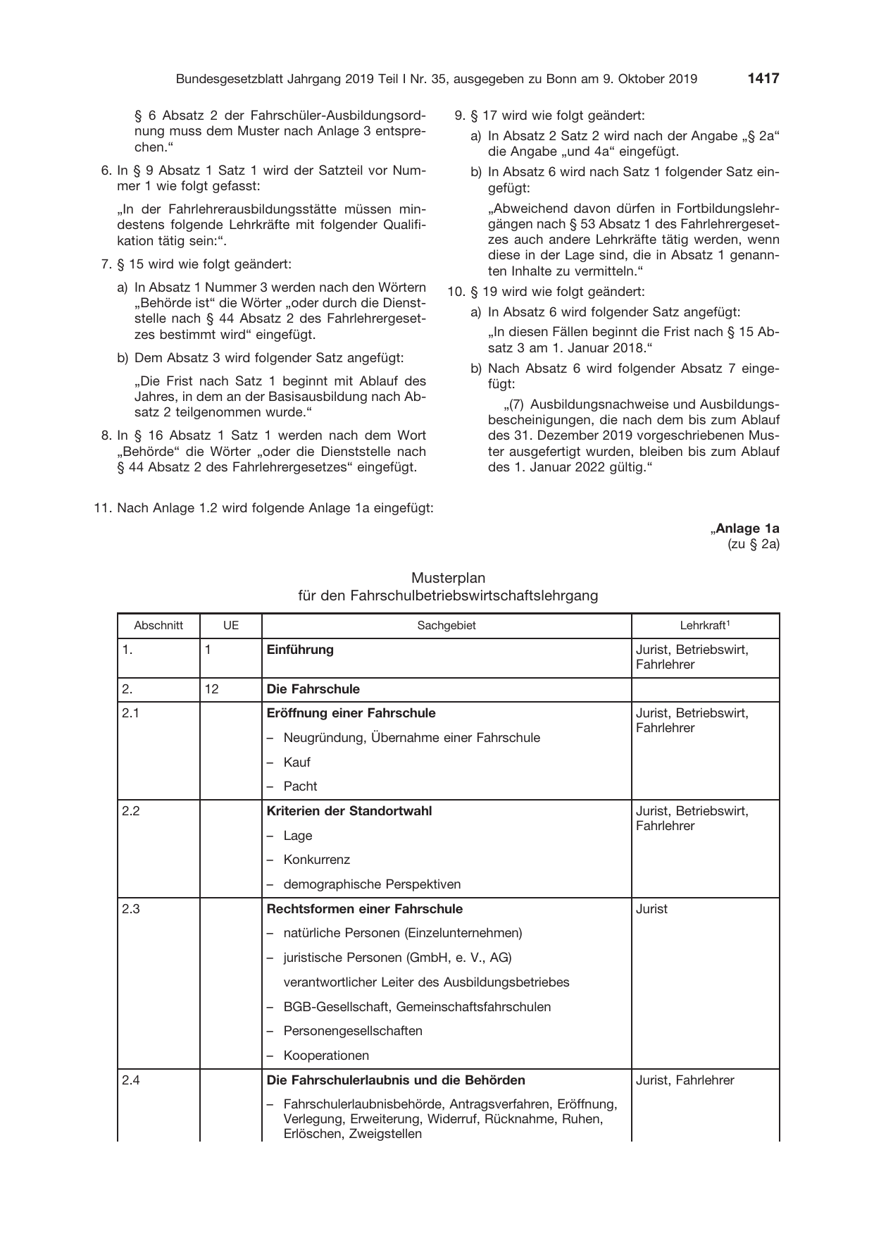 BGBl. 2019, Seite 1417 — Originalseite als Abbildung