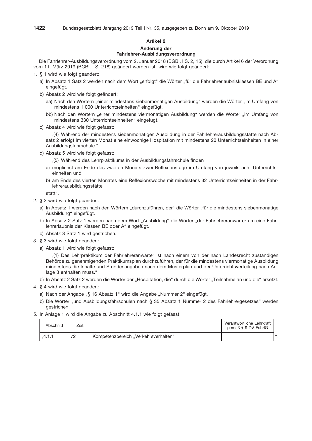 BGBl. 2019, Seite 1422 — Originalseite als Abbildung