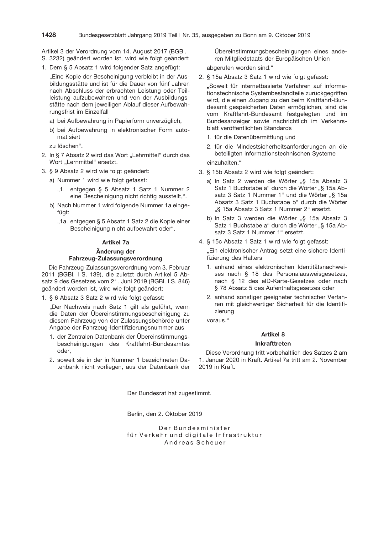 BGBl. 2019, Seite 1428 — Originalseite als Abbildung