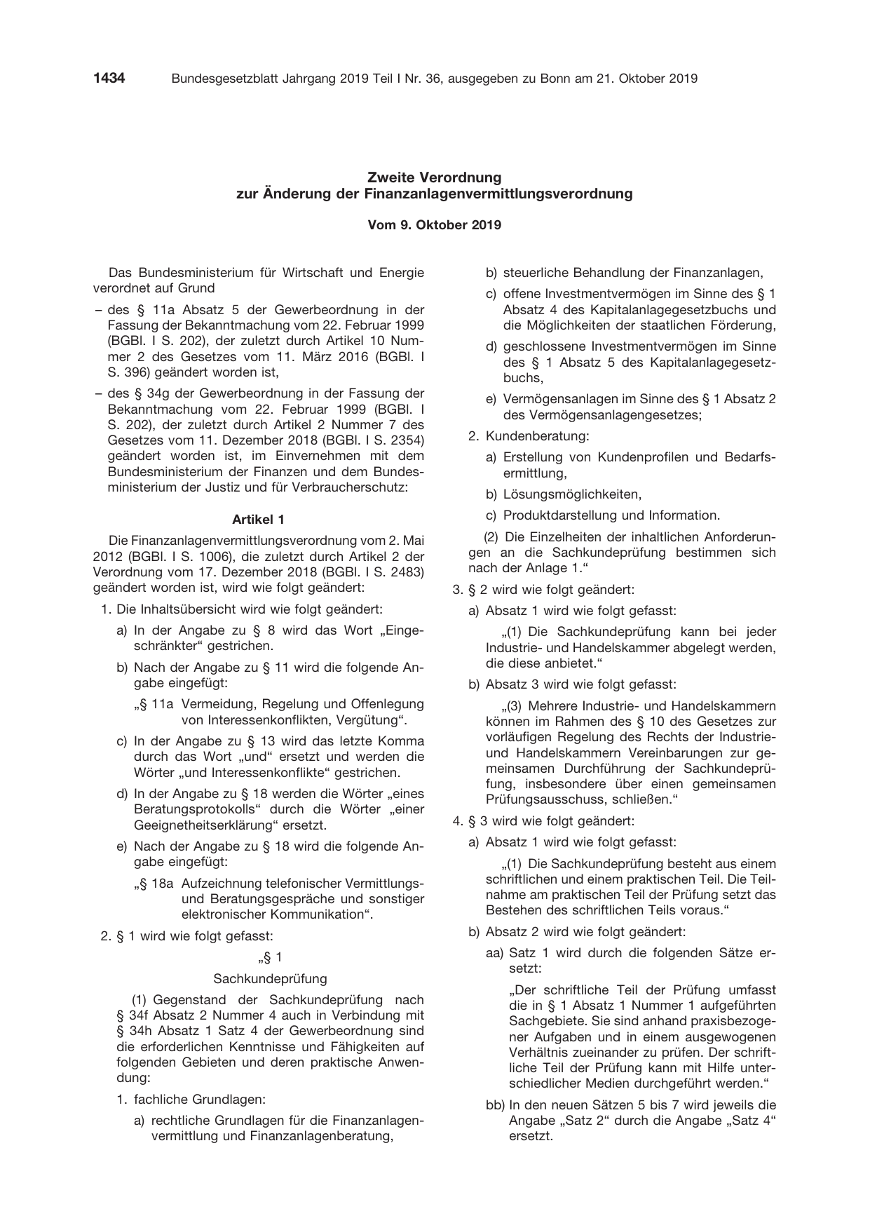 BGBl. 2019, Seite 1434 — Originalseite als Abbildung