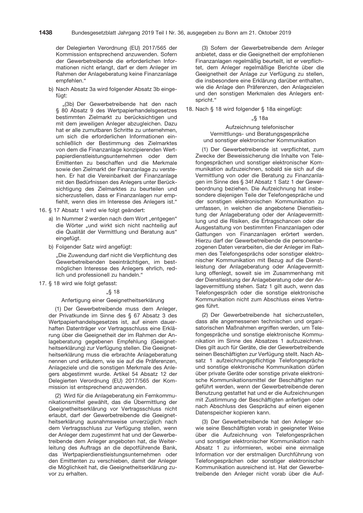 BGBl. 2019, Seite 1438 — Originalseite als Abbildung