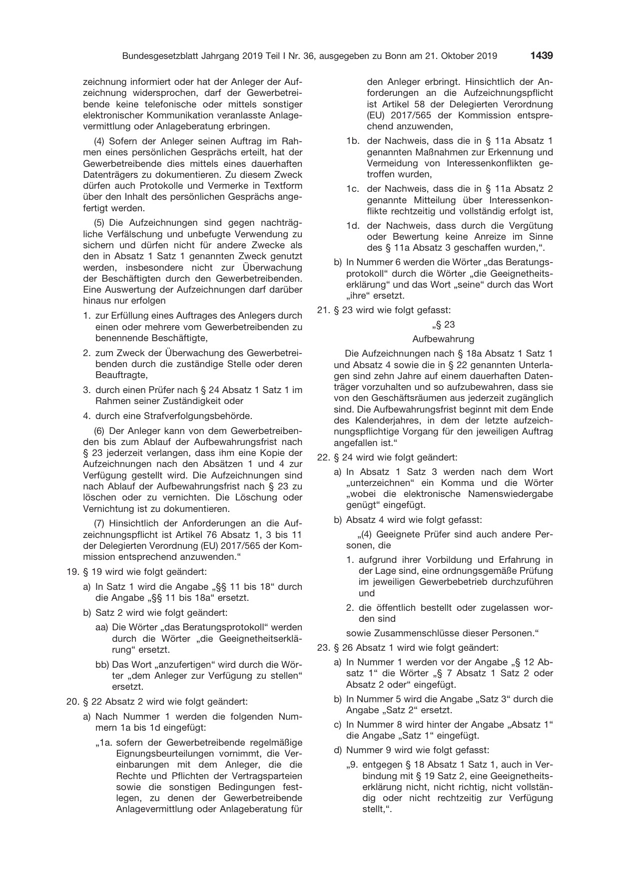 BGBl. 2019, Seite 1439 — Originalseite als Abbildung