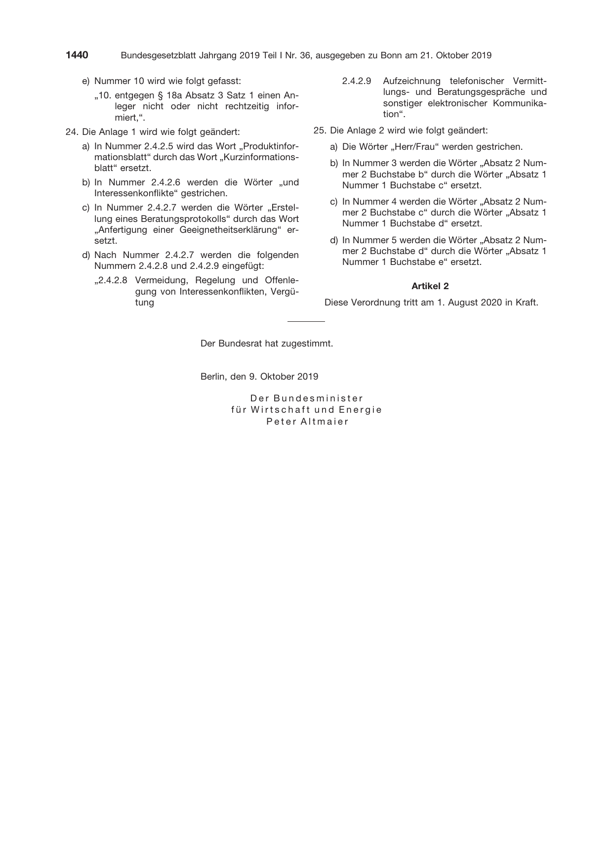 BGBl. 2019, Seite 1440 — Originalseite als Abbildung
