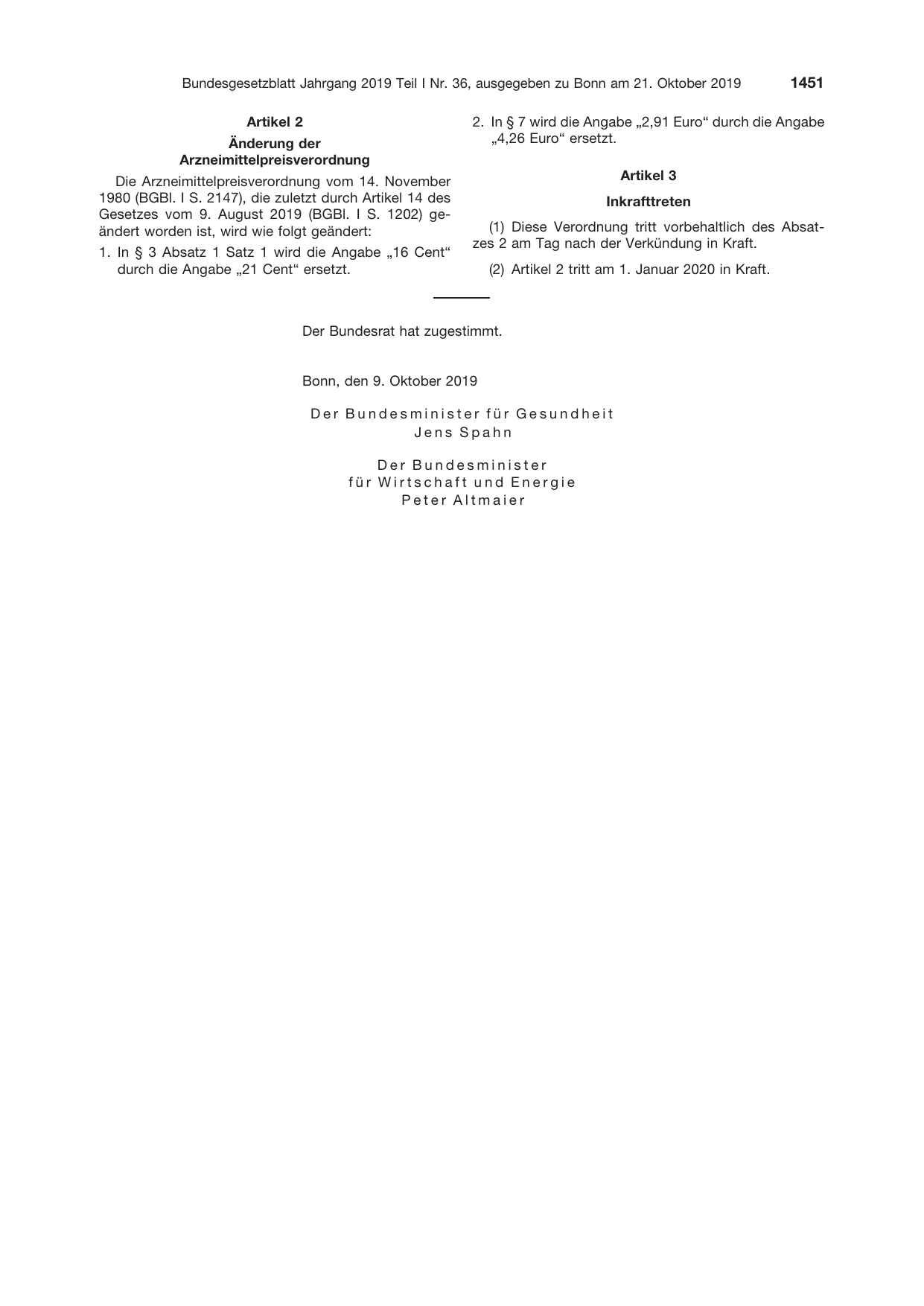 BGBl. 2019, Seite 1451 — Originalseite als Abbildung