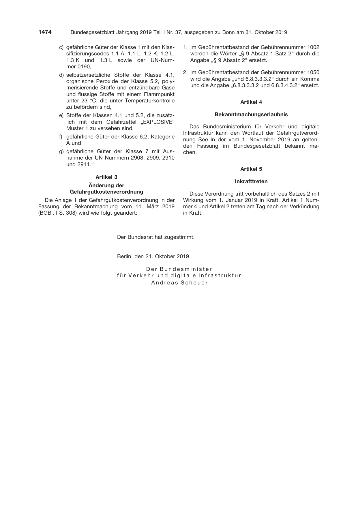 BGBl. 2019, Seite 1474 — Originalseite als Abbildung