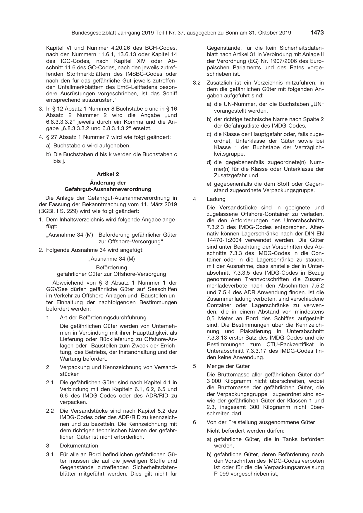 BGBl. 2019, Seite 1473 — Originalseite als Abbildung