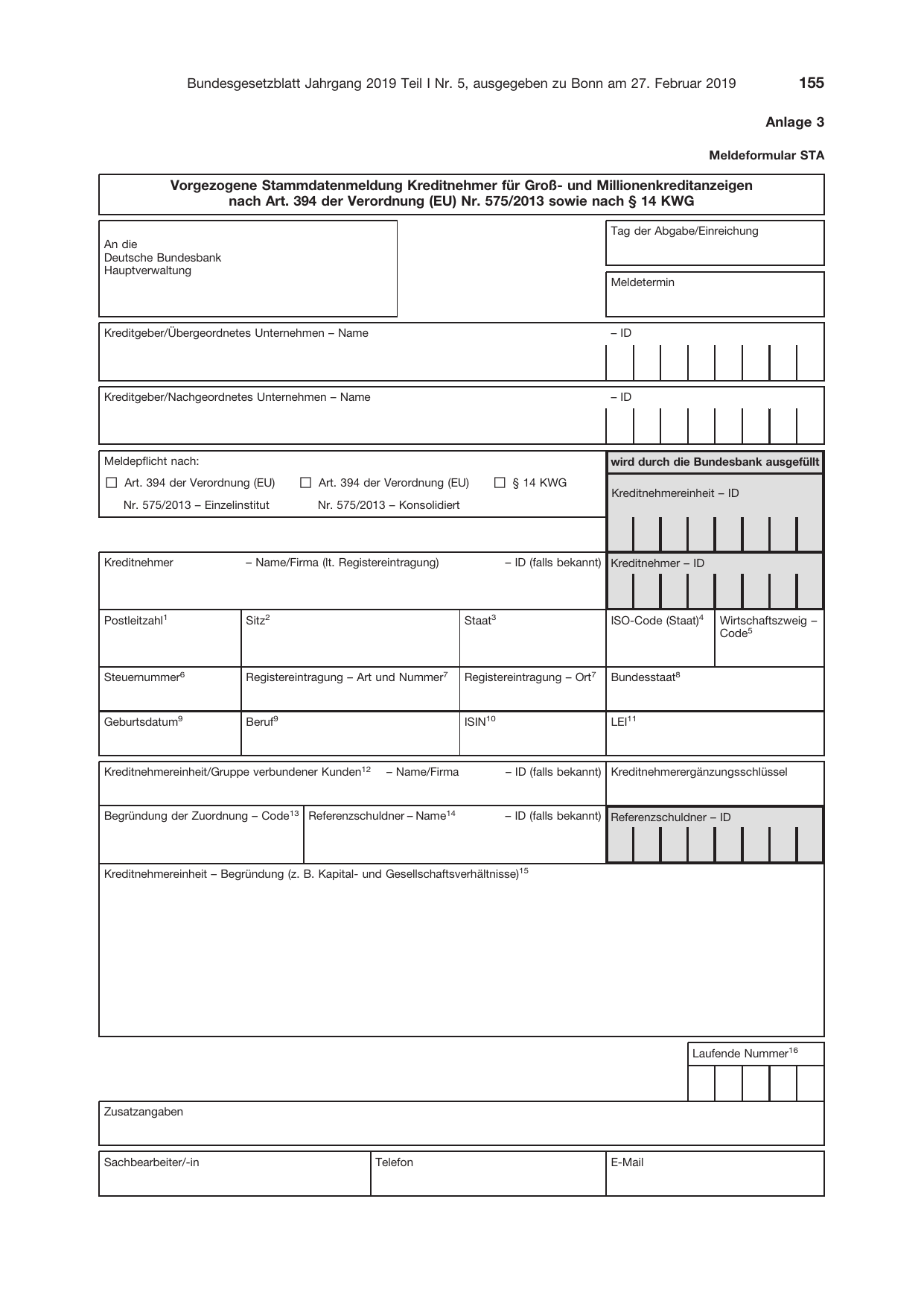 BGBl. 2019, Seite 155 — Originalseite als Abbildung