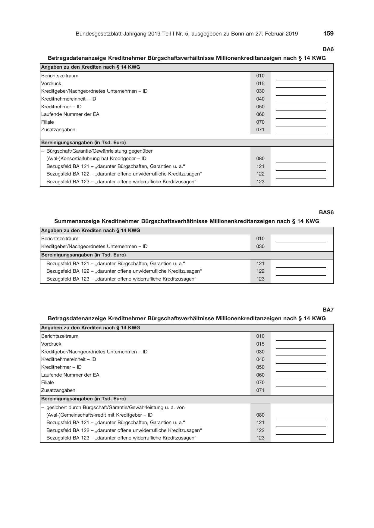 BGBl. 2019, Seite 159 — Originalseite als Abbildung