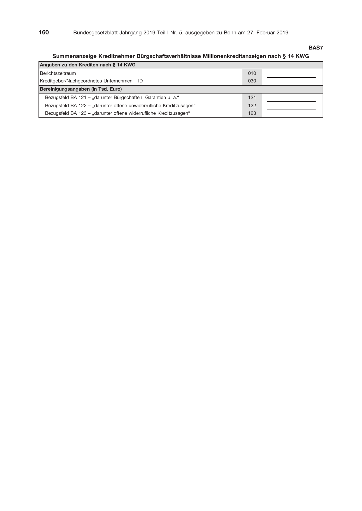 BGBl. 2019, Seite 160 — Originalseite als Abbildung