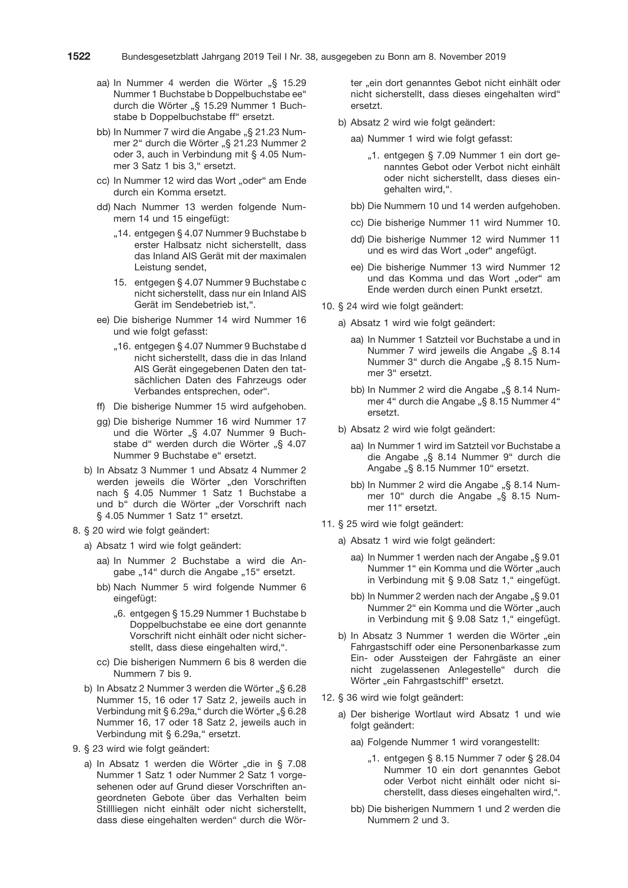 BGBl. 2019, Seite 1522 — Originalseite als Abbildung