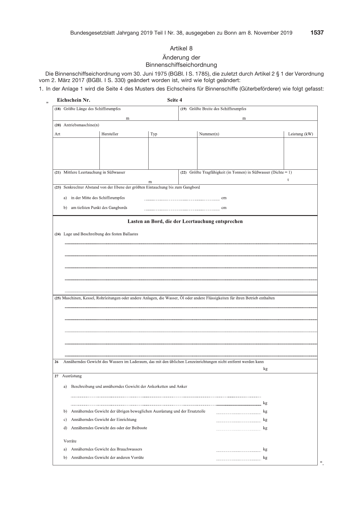 BGBl. 2019, Seite 1537 — Originalseite als Abbildung