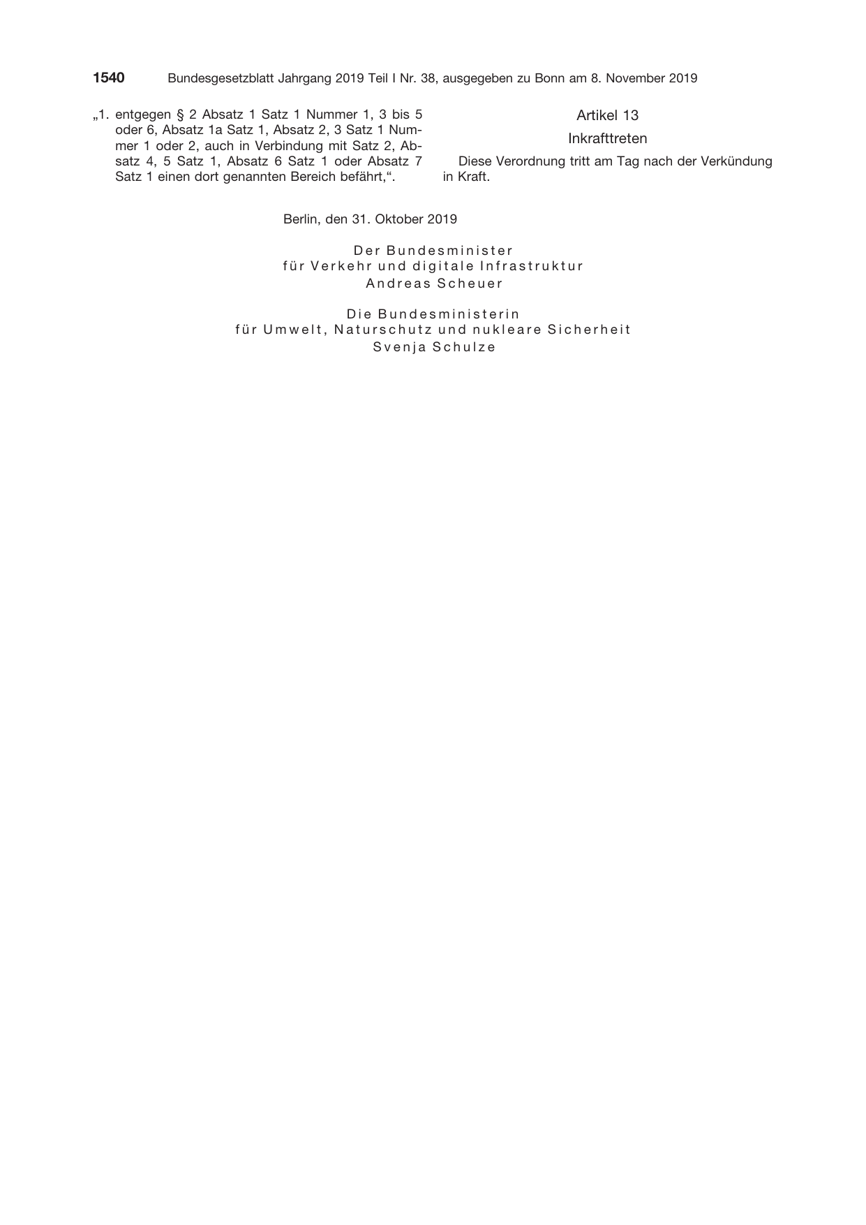 BGBl. 2019, Seite 1540 — Originalseite als Abbildung