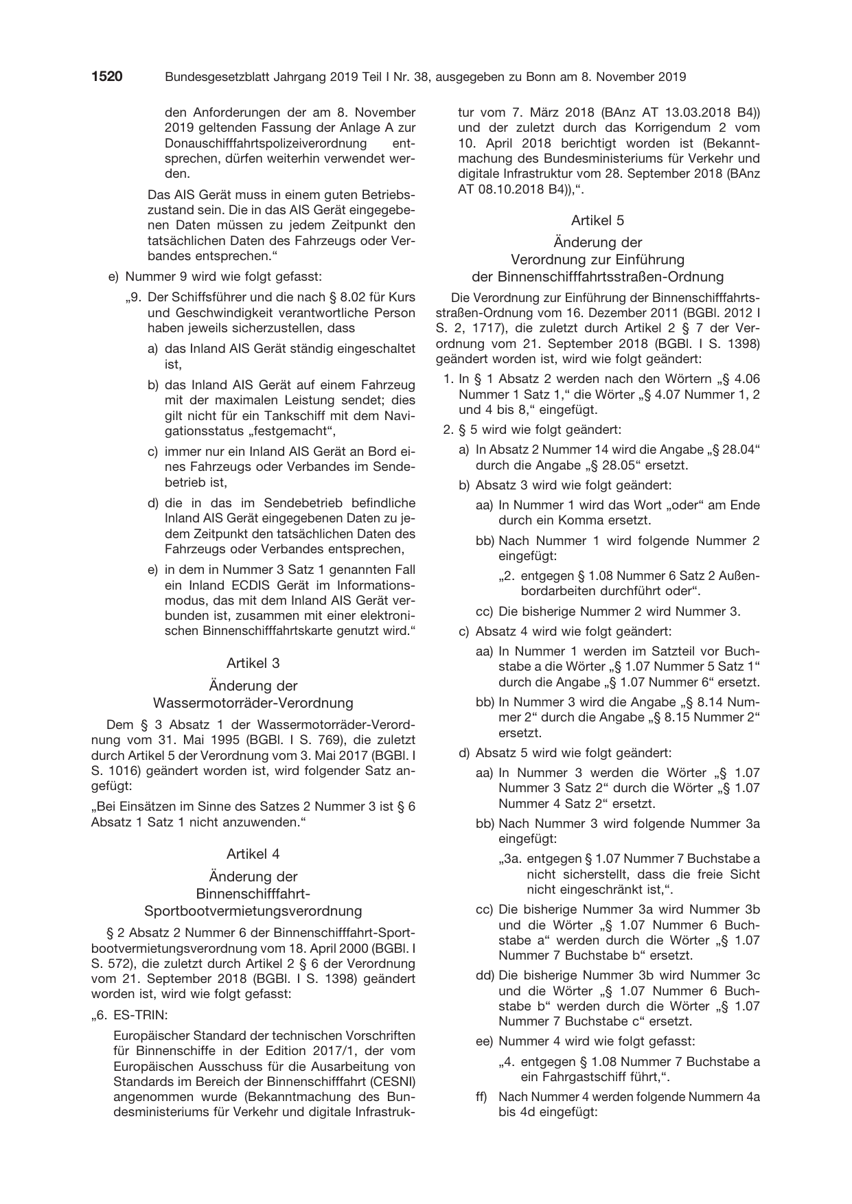 BGBl. 2019, Seite 1520 — Originalseite als Abbildung