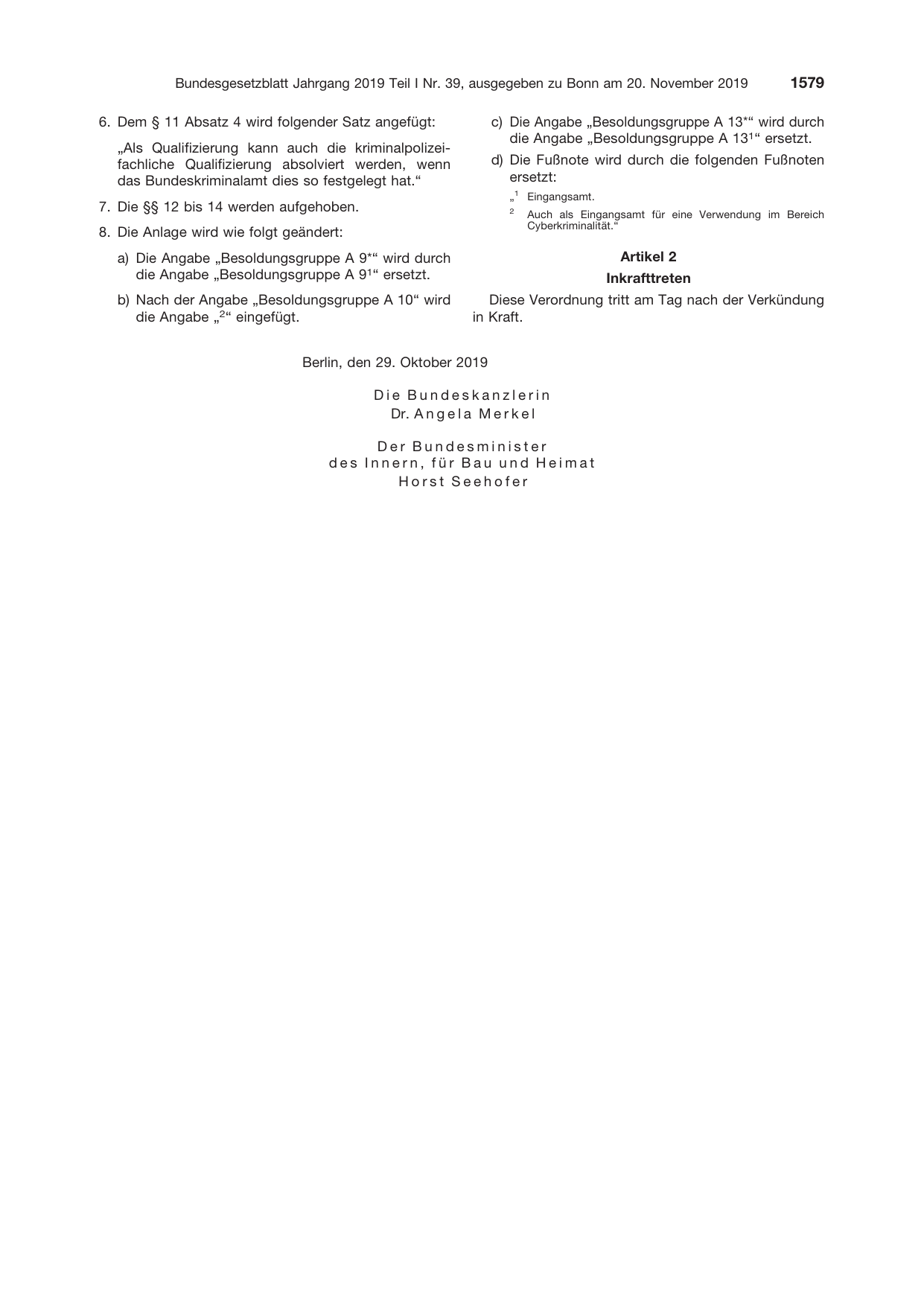 BGBl. 2019, Seite 1579 — Originalseite als Abbildung