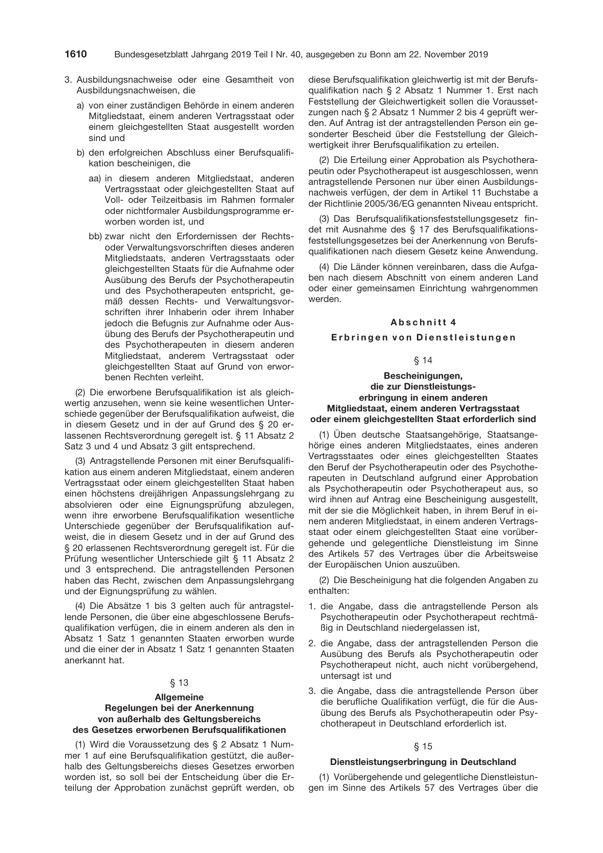 BGBl. 2019, Seite 1610 — Originalseite als Abbildung