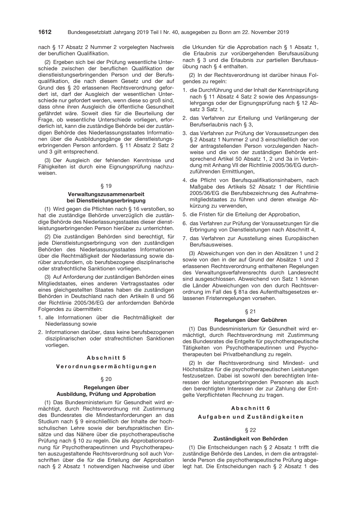 BGBl. 2019, Seite 1612 — Originalseite als Abbildung