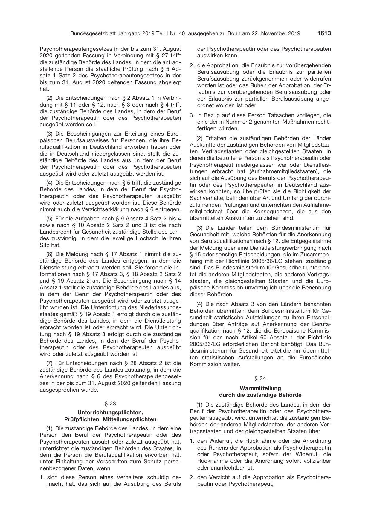 BGBl. 2019, Seite 1613 — Originalseite als Abbildung