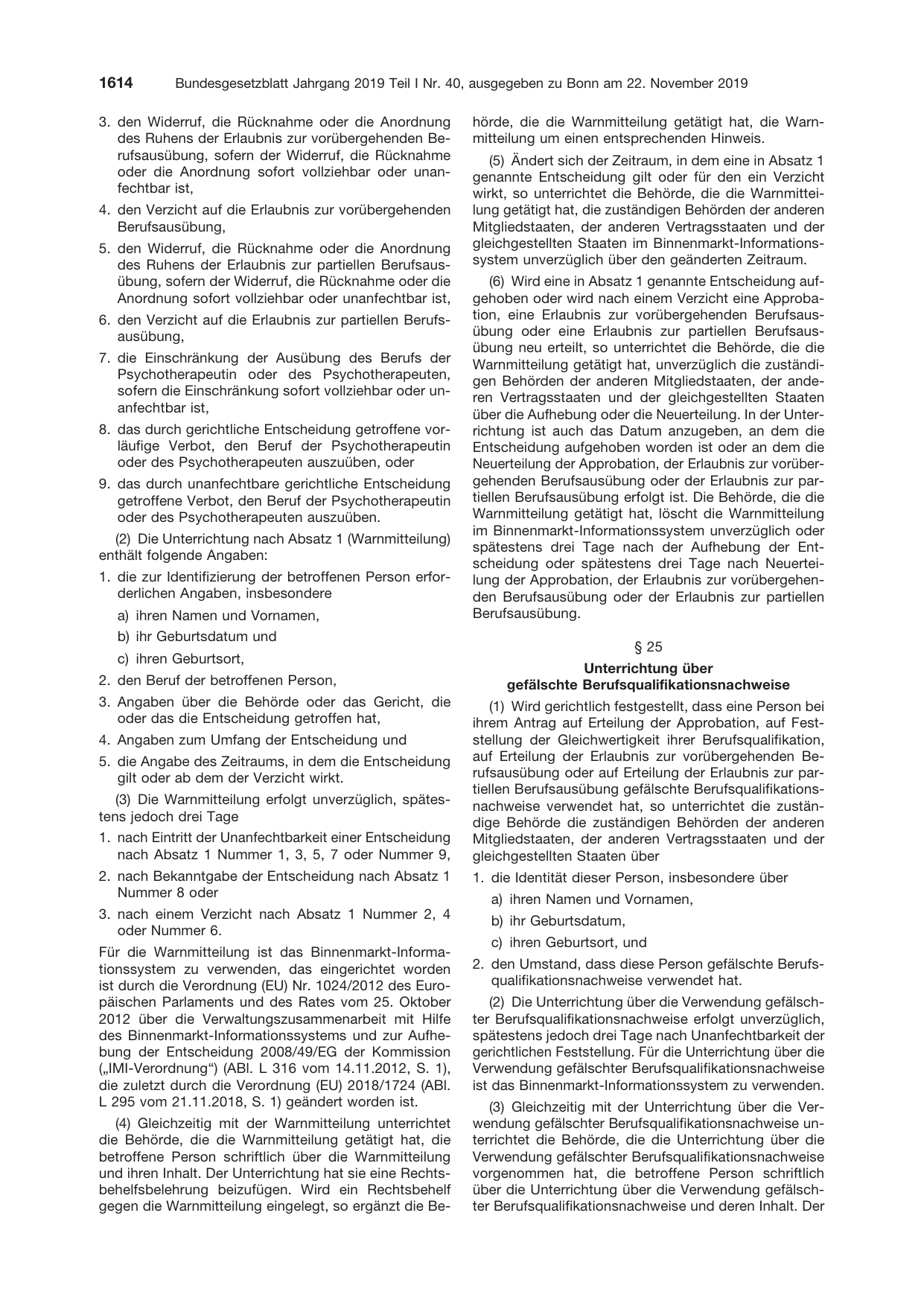 BGBl. 2019, Seite 1614 — Originalseite als Abbildung