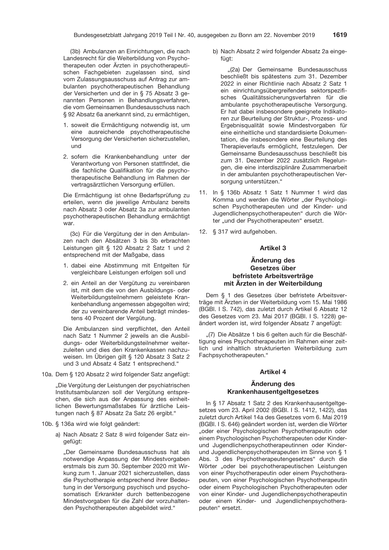 BGBl. 2019, Seite 1619 — Originalseite als Abbildung