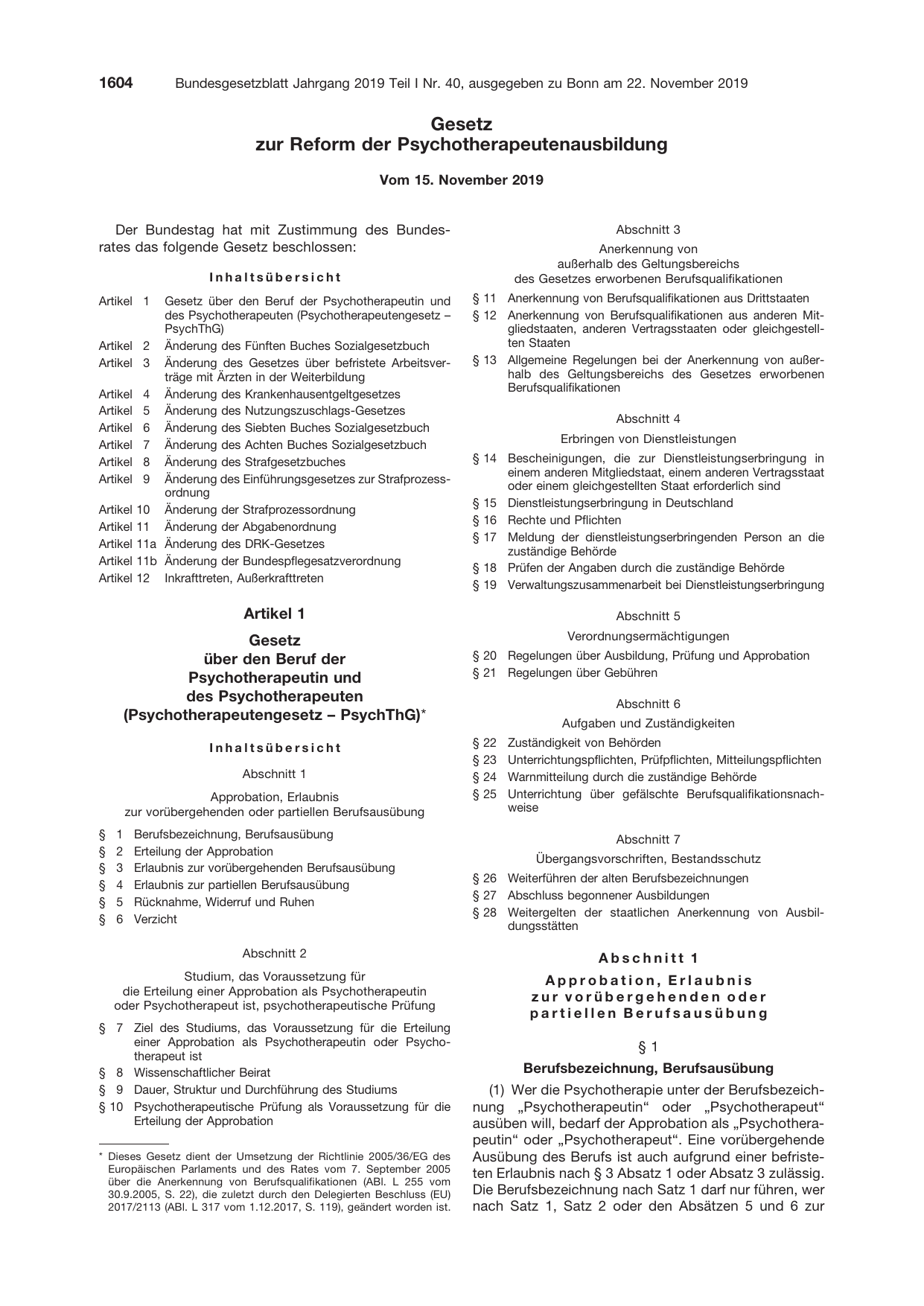 BGBl. 2019, Seite 1604 — Originalseite als Abbildung