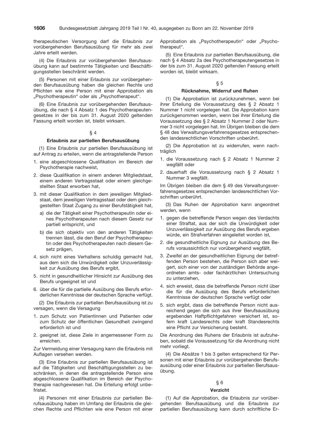 BGBl. 2019, Seite 1606 — Originalseite als Abbildung
