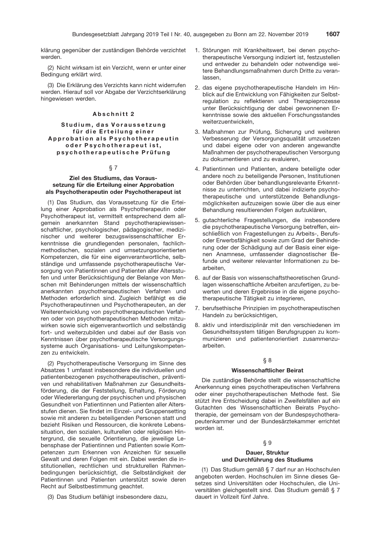 BGBl. 2019, Seite 1607 — Originalseite als Abbildung