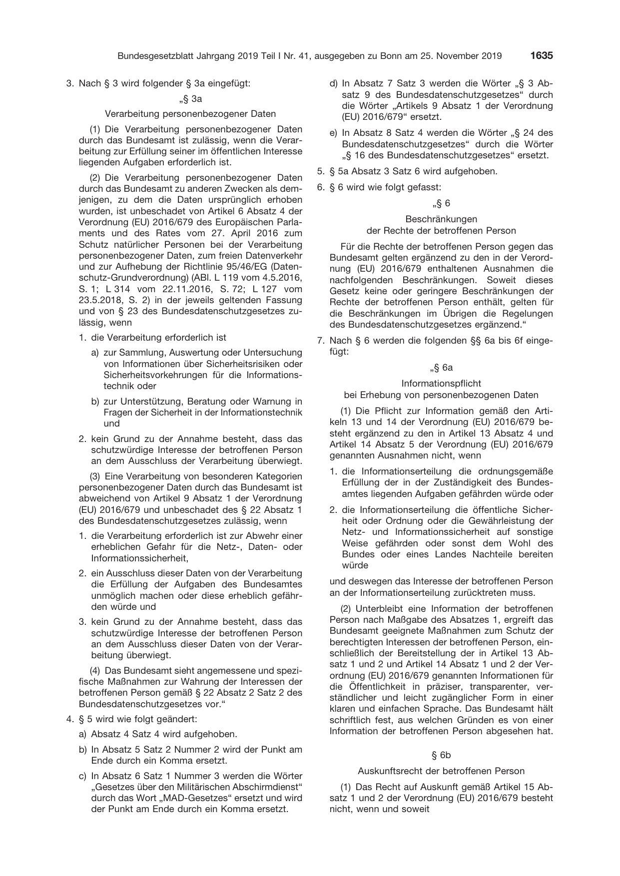 BGBl. 2019, Seite 1635 — Originalseite als Abbildung